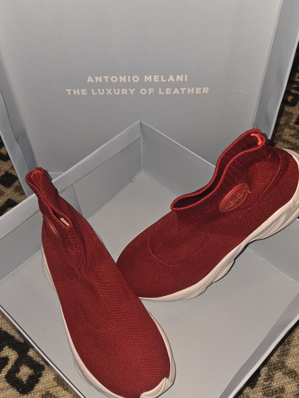 ANTONIO MELANI Crimson Knit Slip-On Sneakers